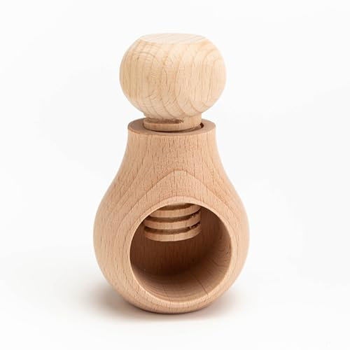 European Beech Wood Nutcracker Tool Crack Nuts Easy Screw Mechanism - Great Gift for Christmas and Kitchen Home Display Decoration integrated screw - won't pinch your fingers (Natural cap)