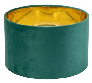 ValueLights | Reni Small Pendant Shade Green Velvet & Gold Inner with Warm White Bulb | Shades, Home Décor & Improvement Essential | Light Bulb Included | 250mm Shade Width