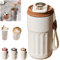 Tealier - Termo de café inteligente, termo portátil de acero inoxidable, taza de café portátil de acero inoxidable con indicador de temperatura, 450 ml, fácil de limpiar (marrón)