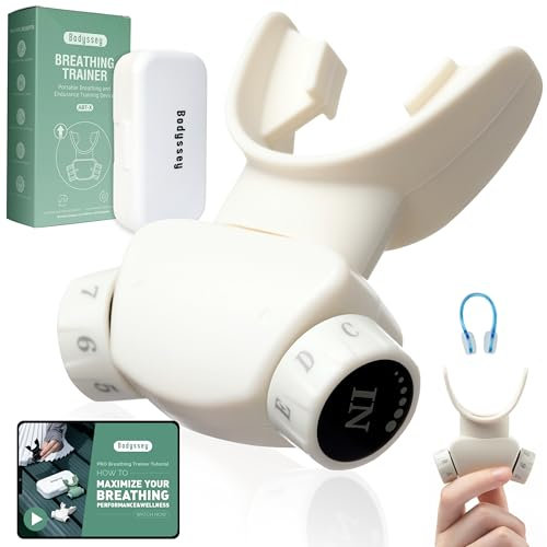 Bodyssey Atemtrainer | Premium Silikon Trainer | Boost Atemmuster | Einstellbare Widerstandsstufen | Kompakt, tragbar und pflegeleicht - Weiß