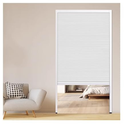 Puerta corrediza plegable con marco de aluminio para dormitorio y baño, puerta temporal de arriba hacia abajo, pasillos, puerta temporal (blanco, 60 x 180 cm)