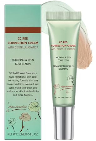 CC Red Correct - Crema contra el enrojecimiento con CentellaAsiatica - Cuidado Facial Coreano Con Efecto Calmante Para Una Tez Naturalmente Uniforme SPF 25 - Todos los tipos de piel, 15 ml