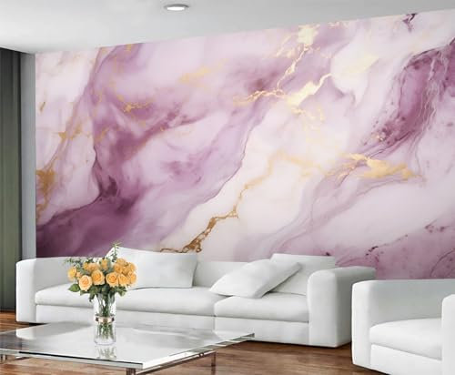 YXQAIED Marble Wallpaper, Gradient Lavender Wallpaper for Living Room, Purple Marble Bedroom Wall Paper, Not Self Adhesive Romantic Girl 3D Large Mural & Home Decor Poster, 200x140cm