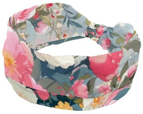 Fasce larghe per capelli da donna, motivo bouquet di fiori, per yoga, allenamento, fasce elastiche per capelli per lavare il viso e il trucco