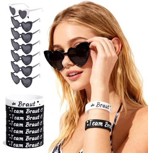 Mprocen Bride to Be Sonnenbrillen Junggesellenabschied Frauen 7 Frauen Partei Brillen 7 Silikonarmband Jga Für Bachelorette Party Accessories Polterabend Hochzeit