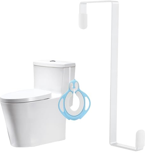 FdcLixuvol 2 PCS Potty Seat Hook, Z Shaped Door Hangers Over The Door Hooks Heavy Duty Dual-Hook Organizer Hanger with Non-Slip Rubber Multifunctional for Living Room, Bathroom, Bedroom (White)