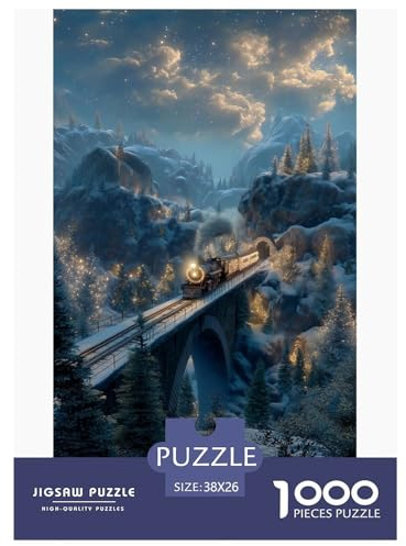 Zug 3D-Puzzle 38x26cm/1000pcs, Schneelandschaft – Familien-Entspannungsspiel, Bildend & Kreativ, Hausdekorationsgeschenk