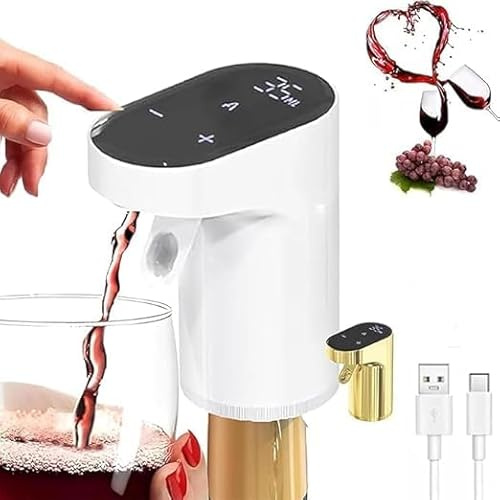Sipvault Drink Dispenser Liquor, Electric Wine Decanter Aerator Dispenser Pourer, Adjustable Quantity Liquor Wine Pump (White)
