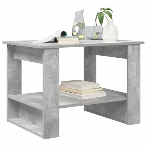 vidaXL Couchtisch Beton Grau 72 x 50 x 50 cm Holzwerkstoff, Stylischer rechteckiger Couchtisch, modernes Wohnzimmer-Design, langlebiges Holz, zeitgemäßer Akzent