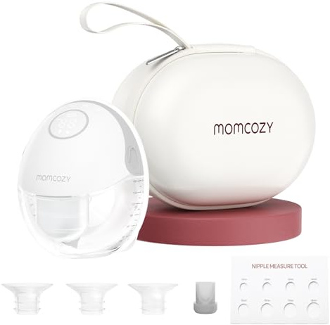 Momcozy M6 Hands-Free Breast Pump, Portable Single Electric Pump, Gray | Mobile Style, Ideal Rhythm, DoubleFit Flange, Only 4 Easy-Clean Parts