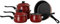 Premier Housewares Steel Pan Set Pots And Pans Sets Non Stick Kitchen Set Cooking Pans Steel Cookware Set Cookware Red 5 Piece