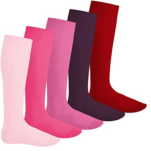Footstar Herren & Damen Kniestrümpfe (5 Paar), Klassische Strümpfe aus Baumwolle - Everyday! - Berrytöne 35-38