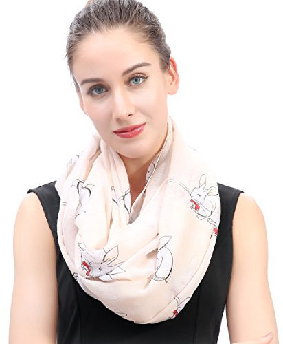 Lina & Lily Rabbit Bunny Print Lightweight Snood Scarf (Beige)