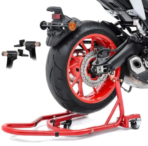 ConStands Mover II Universal - Motorrad Montageständer Kompatibel mit Ducati 899 Panigale Rot Hinten Rangierhilfe Hinterrad-Ständer Heber