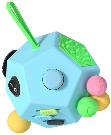 Fidget Dodecagon Cube-Easter Basket Stuffers 12 Sided Fidget Toy Cube for Kids and Adults 12 Sides Stress Relief Cube Fidgets Toys Travel Airplane Essentials for Boys Girls(B3 Blue Sky)