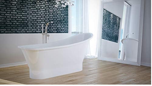 freistehende Badewanne aus Mineralguss 160x68x78 cm weiss Design GLORIA