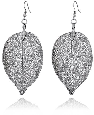 Selia farbenfrohe Sommer Trend Ohrringe in Blatt Optik - Elegant floral hängende BOHO Hängeohrringe - Natürliche bunte Hippie Beach Earrings für Damen (Schwarz)