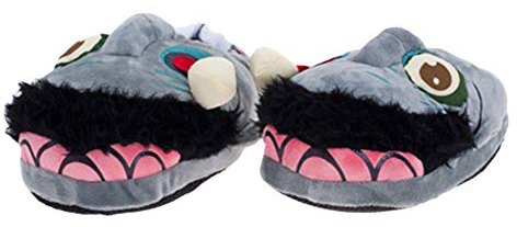 Unisex Novelty Furry Slipper Oversized Zombie Monster Plush Slippers Ideal Christmas Grey Green 3/8.5 UK