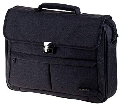 LIGHTPAK 46145 Laptoptasche Motion, Notebooktasche für 17 Zoll Laptops, Umhängetasche aus 600D Polyester mit Organizer-Fach, Businesstasche, Geschäftstasche, Anthrazit, Grau, ca. 34 x 43 x 12 cm
