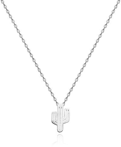 KristLand Collar De Mujer De Plata De Ley 925 Chapado En Oro Collar De Cactus para Fiesta De Cumpleaños para Mujeres Y Niñas Oro Plateado Circonita Cúbica