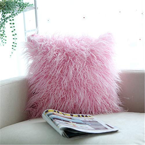 Hava Kolari Plüsch Kissenbezug Süß Sofakissen Deko Autokissen Superweich Plüsch Fellkissen, 45 * 45cm (Pink)