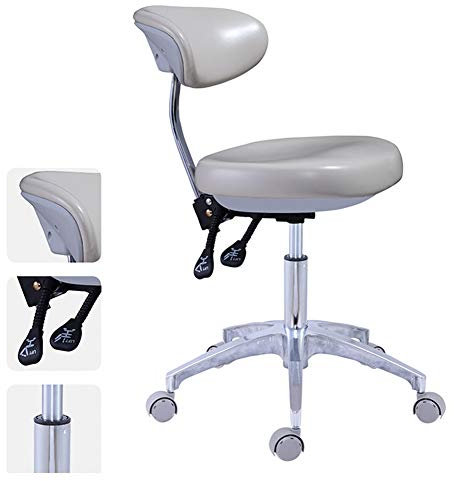 Rollhocker Arbeitsstuhl Mit Lehne, Zahnarzthelfer Hocker Zahnärztlicher Medizinischer Stuhl, Höhenverstellbarer Arbeitshocker Für Salon, Massage, Fabrik, Geschäft, Ladekapazität: 550 Kg