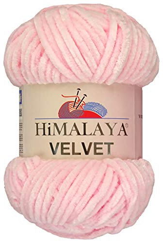 Marriner Himalaya Velvet Pelote de fil super épais en velours 100 % polyester 14/16 plis, pour tricot et crochet, végétalien et hypoallergénique - Rose pâle, 100 g