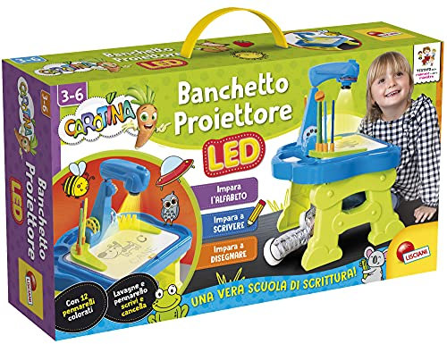 Lisciani Giochi Carotina Banchetto Proiettore LED Scuola di Scrittura, Multicolore, 88614