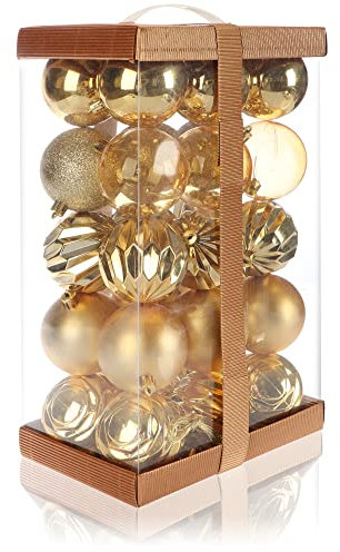 com-four® 30x Palle di Natale 7 cm - Palle di Natale in plastica infrangibile per Natale - Decorazioni per L'Albero di Natale - Decorazioni per L'Albero di Natale
