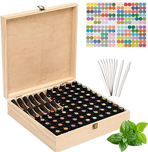 RoseFlower 85 Slots Ätherisches Öl Box aus Holz - Ideales Aufbewahrungsbox Organisator für Ätherische Öle, Duftöle, Lippenstift Nagellack