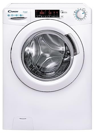 Candy Smart Lavatrice 9kg, Motore Inverter, carica frontale Classe A, 1400 giri, 16 Programmi, Cicli Rapidi, Partenza Ritardata, 60 x 52 x 85 cm, White – CS 149TXME-S