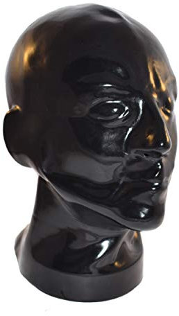 Rubberfashion Latex Maske - Latexmaske Fantomas - Öffnungen für Nase und Reißverschluss Damen und Herren schwarz 0.4mm S / 0.8 mm