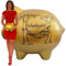Sparschwein groß XXL aus Keramik Personalisierte mit Namen ohne öffnung für Mädchen und Jungen für Kinder und Erwachsene Kindersparschwein Spardose handgemalt (Golden)