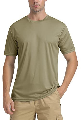 TACVASEN Herren UV-Schutz T-Shirts UPF 50+ Kurzarm Sonnenschutz Atmungsaktiv Trainingsshirt, Stumpfes Cyan, L