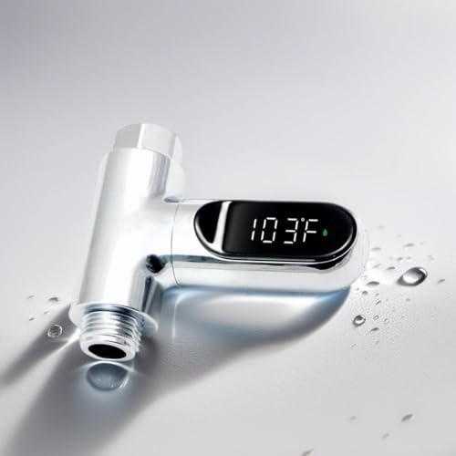 Shower Thermometer LED Digital Display - Fahrenheit Celsius 360°Rotating Screen for Home Bathrooms Kitchens Handheld Sprinkler Head
