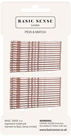 BasicSense 30 Pcs small traditional wavy metal bobby pins 5mm length (Rose Gold)