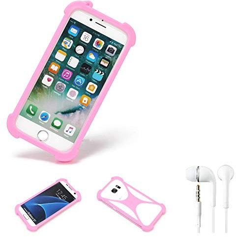 K-S-Trade Paraurti + Auricolari Compatibile con Xiaomi 12 Lite Paraspruzzo in Silicone Custodia Cover Bumper Compatibile con Astuccio TPU Softcase Protector Rosa (1x)