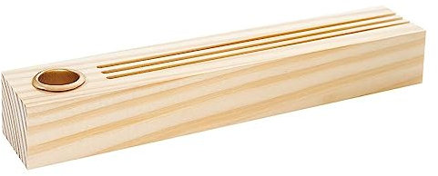 Rico Design Holzständer für Metallringe und Postkarten mit Kerzenhalter Holz Natur 26x5x4cm