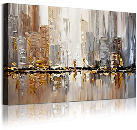Braunes abstraktes Gemälde, grau-goldfarbene Bilder, moderne Leinwand, Wandkunst, Folienkunst für Wände, Textur, abstrakt, moderne Kunstdrucke, Schwarzgrau, 40,6 x 61 cm, rahmenlos