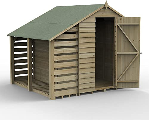 Forest Garden 4LIFE Apex Shed 5x7 - Single Door - No Windows - With Lean-To