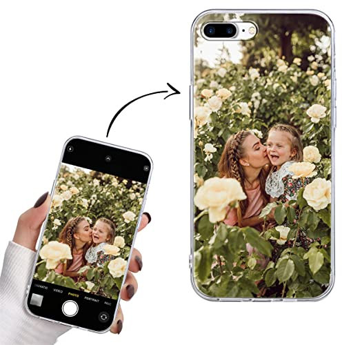 Yoedge Personalisierte Handyhülle für Apple iPhone 7 Plus / 8 Plus Hülle Selbst Gestalten mit Eigenem Foto Bild Text Personalisiert Case Individuelle Geschenk Schutzhülle Transparent Cover 5,5