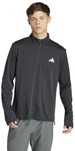 adidas Men's Train Essentials Quarter-Zip Long Sleeve T-Shirt Sweatshirt, Black, Large