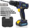 Skotek Cordless Drill Driver 18V Lithium-Ion, 13Pc Electric Screwdriver Set, LED Work Light, Electric Drill Quick Change Power Drill Battery with Charger & Carry Case Included