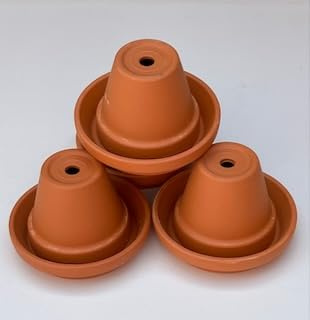 IndoorPlantsParadise Small Terracotta Flowerpot (8cm diameter pot) Saucer(11cm Diameter [F8/S11] (Pack of 10)