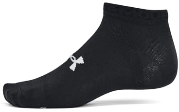 Under Armour Unisex-Adult Essential Low Socks 6 Pack, (001) Black/Black/Castlerock, Large
