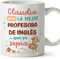 MUGFFINS Tazas Personalizadas para PROFESORA DE INGLÉS mujer - En Español - Mejor que yo Sepia - 11 oz / 330 ml - Regalo Personalizable original y divertido