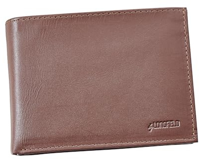 by LONGFIELD Kombi-Geldbörse, Herren Portemonnaie, Rindsleder, Braun | RFID-Schutz, zweigeteiltes Schein- und Münzfach / 12 Kartenfächer / 5 Einsteckfächer / Reißverschluss-Geheimfach