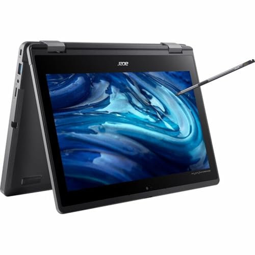 Acer TravelMate Spin B3 B311RN-33 TMB311RN-33-C62J Ordinateur portable convertible 2 en 1 avec écran tactile 11,6 HD 1366 x 768 Intel N100 Quad-core (4 cœurs) 8 Go RAM totale 128 Go SSD Noir