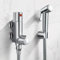 Bidet Sprayer Thermostatic Mixer Bidet Spray Kit, Muslim Shower for Toilet Thermostatic Shower Valve with Handheld Sprayer, Round Muslim Douche Set Shattaf Douchette, Chrome, Vertical 45mm Center