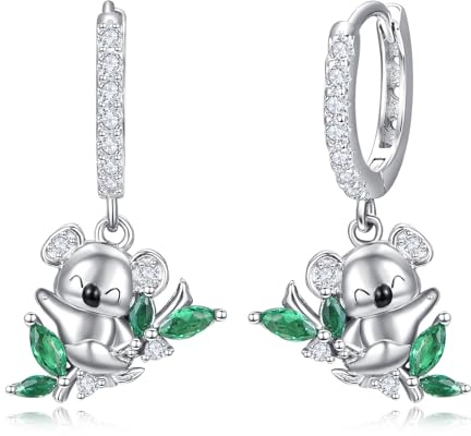 925er Sterlingsilber Ohrhänger mit Koala Motiv für Damen süße Creolen Leverback Ohrringe Schmuckgeschenke hypoallergene Ohrringe für empfindliche Ohren